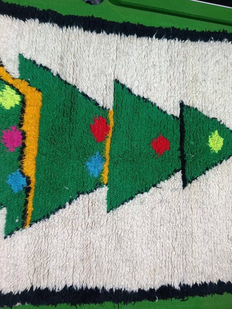 Handmade pure natural wool rug, size 100 x 200 cm