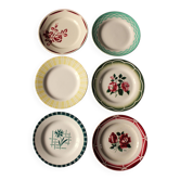 Set of 6 mismatched Art Deco red green yellow dinner plates Digoin