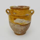 Magnifique pot à confit jaune vernissé, sud ouest de la France. XIXème