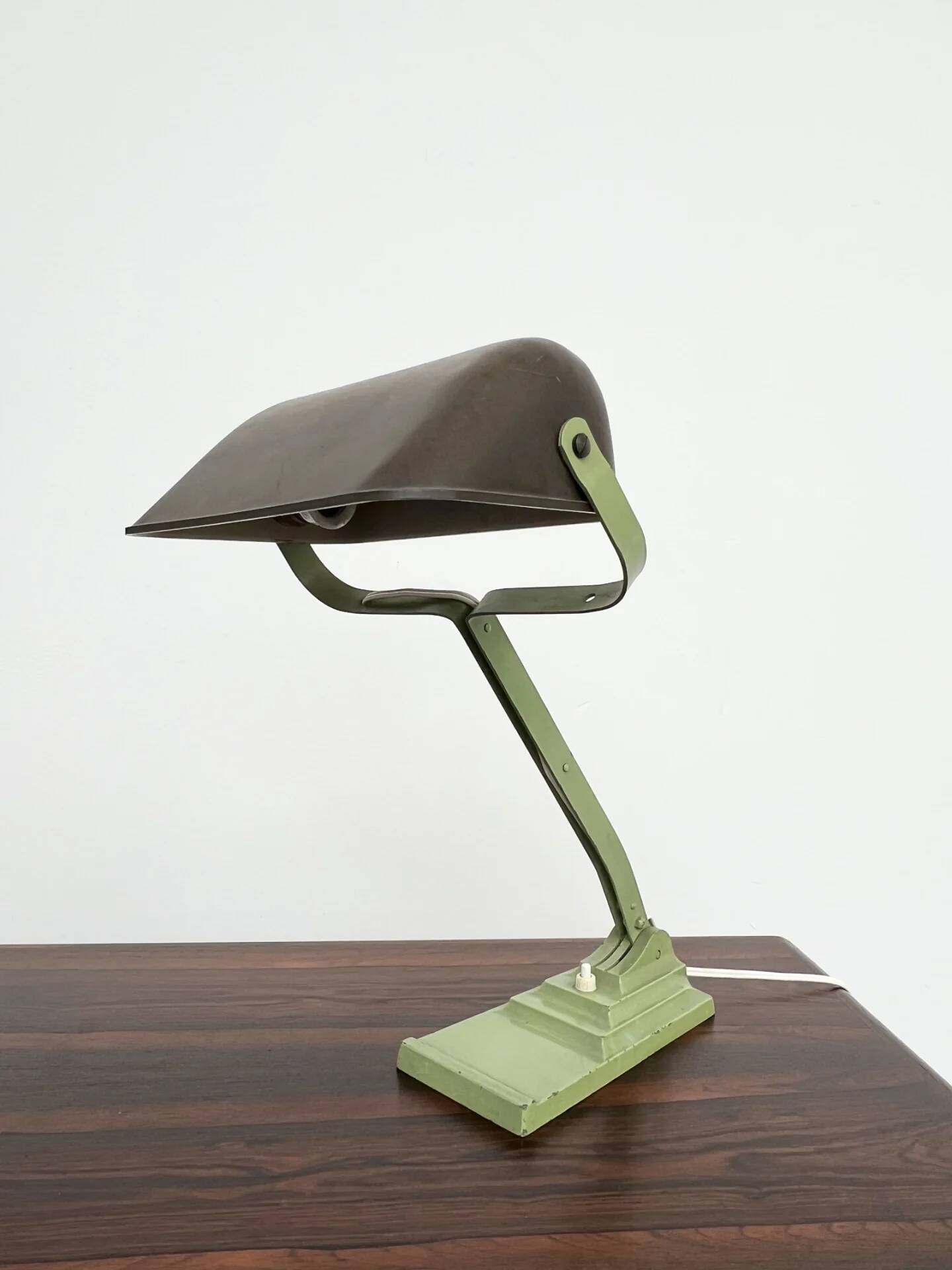 Articulated desk lamp ERPE — Pale green and Bakelite, Belgium, 1930s-40s