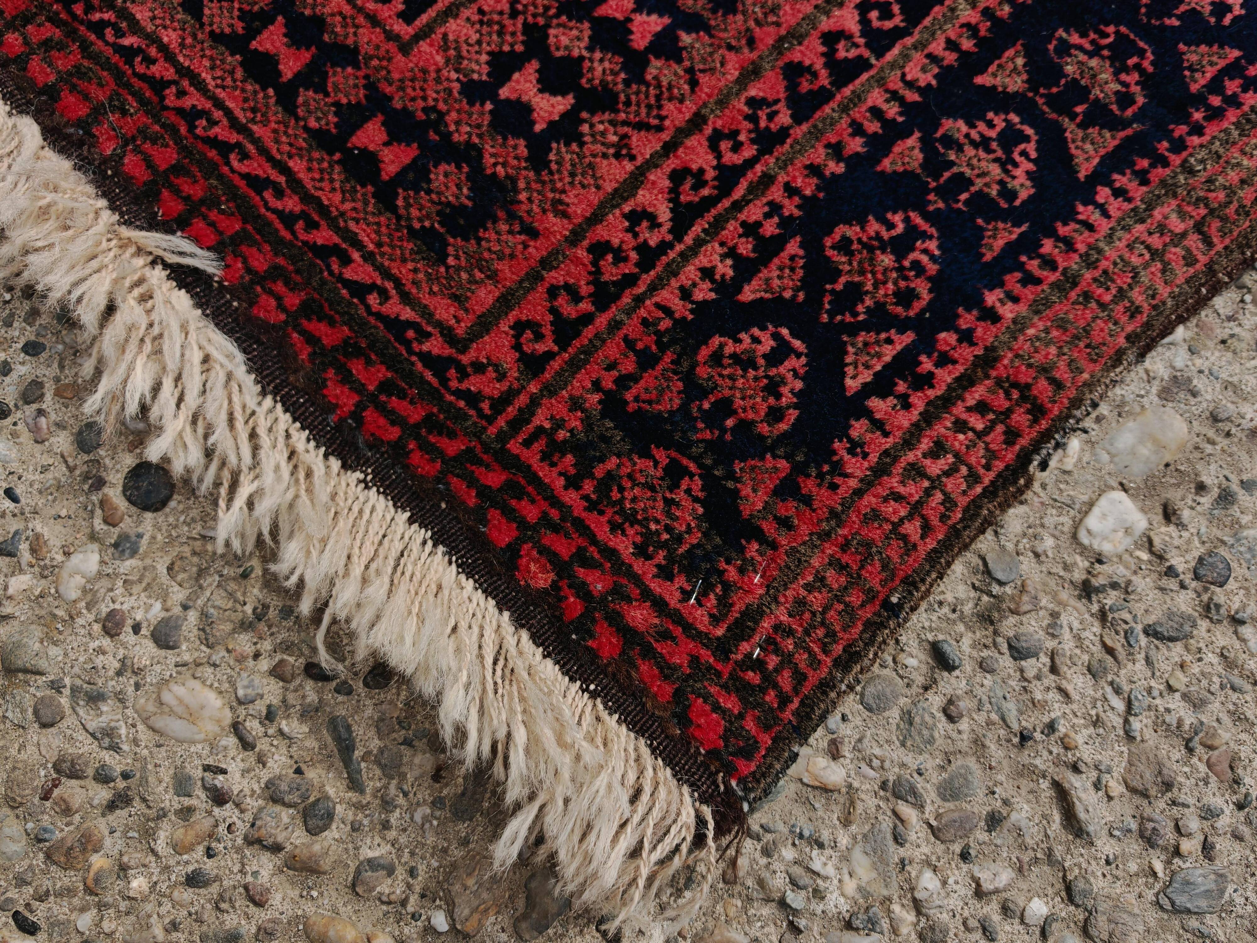 Vintage Persian Baluch prayer rug in wool from the 1950s.