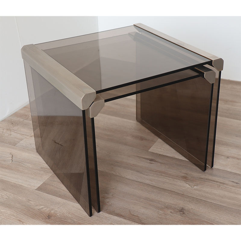 Set of 2 glass trundle tables by Gallotti and Radice 1970