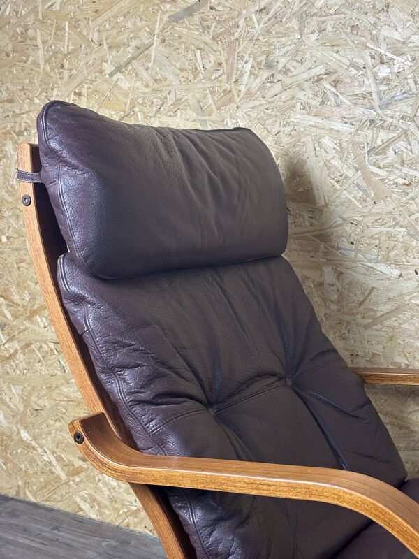 2x 60s 70s Easy Chair Leather Armchairs Westnofa Norway Mid Century