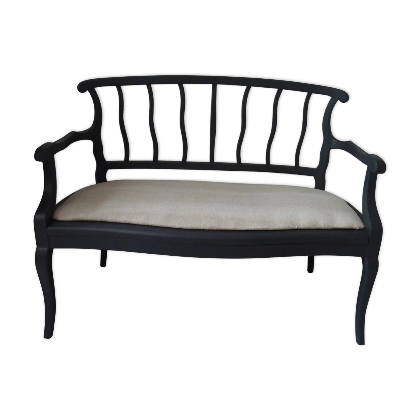 Old bench slate gray waxed finish, seat composed of a cake