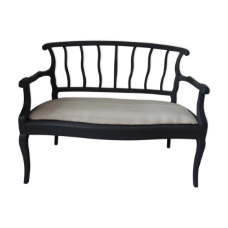 Old bench slate gray waxed finish, seat composed of a cake