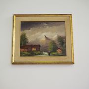 Oil painting on canvas, mountain landscape, Cakv