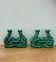 Pair of vintage green ceramic candlesticks signed Hubert Pernin, Vallauris.