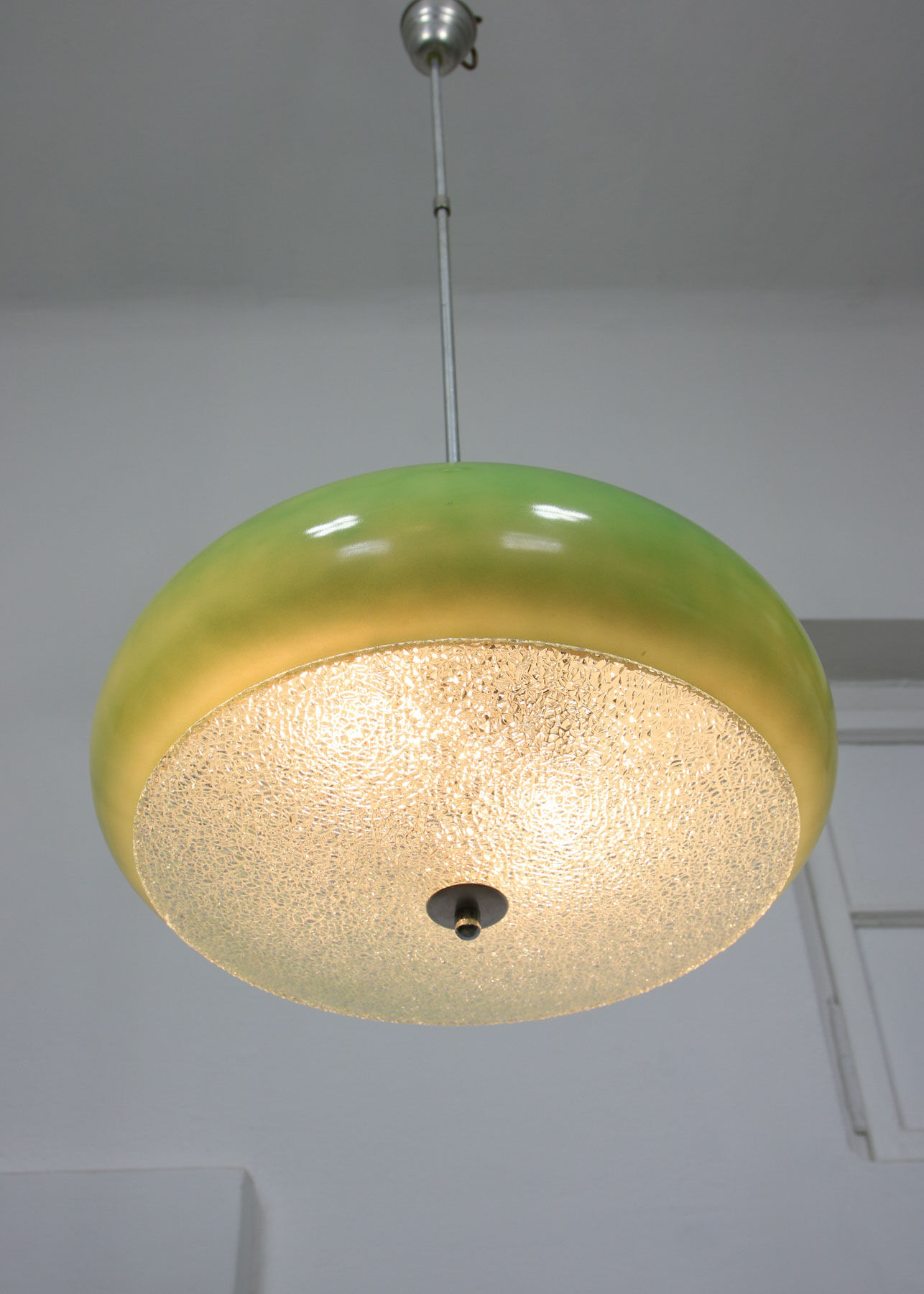 Italian mid-century green glass pendant lamp