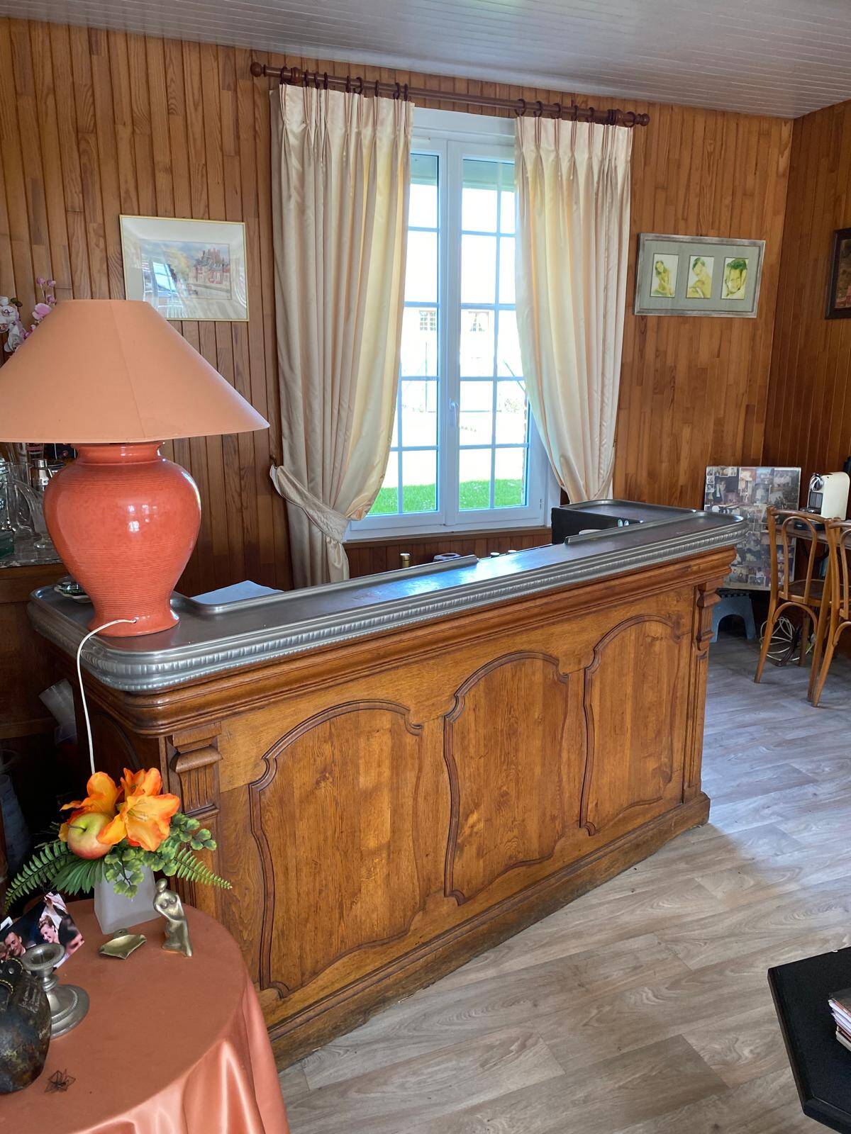 Comptoir Bar en étain 2 mètres - avec facture de 1923