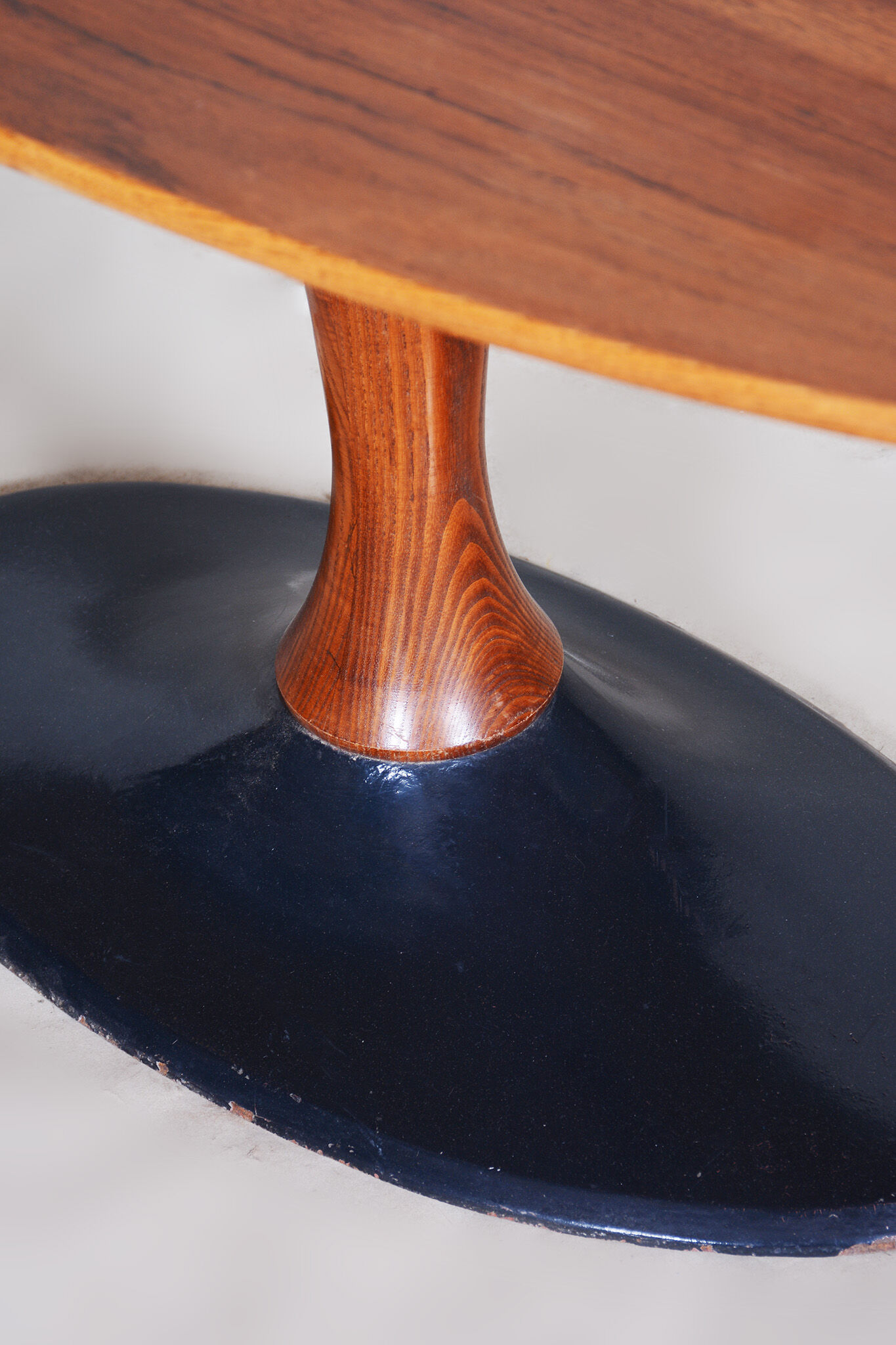 Czech Mid-Century Rosewood Oval Table with Cast Iron Base, 1950s