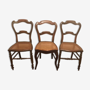 Set of 3 wooden chairs Louis Philippe style