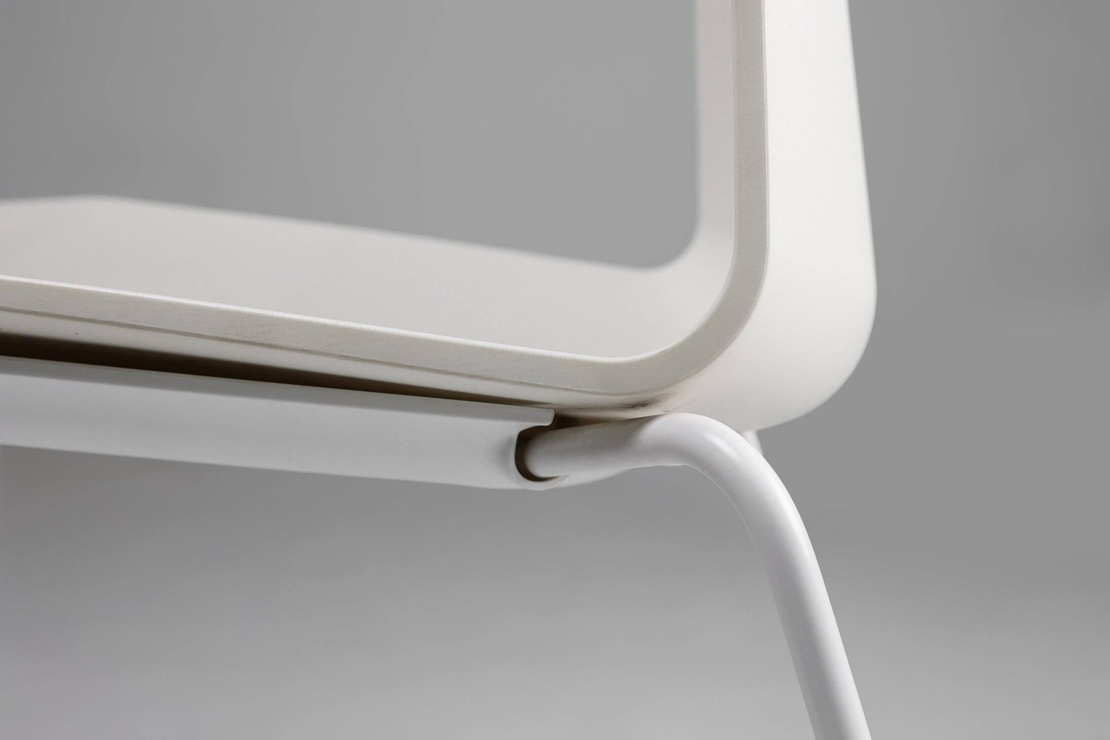 Mid-Century White Chair with Metal Frame and Plastic Seat, Belgium