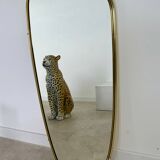Old gilded brass mirror, 60s design rearview mirror, Schön-form vintage