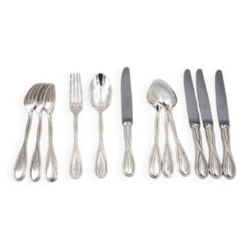 Christofle Galea, lot of 12 dessert pieces, forks, spoons, knives.