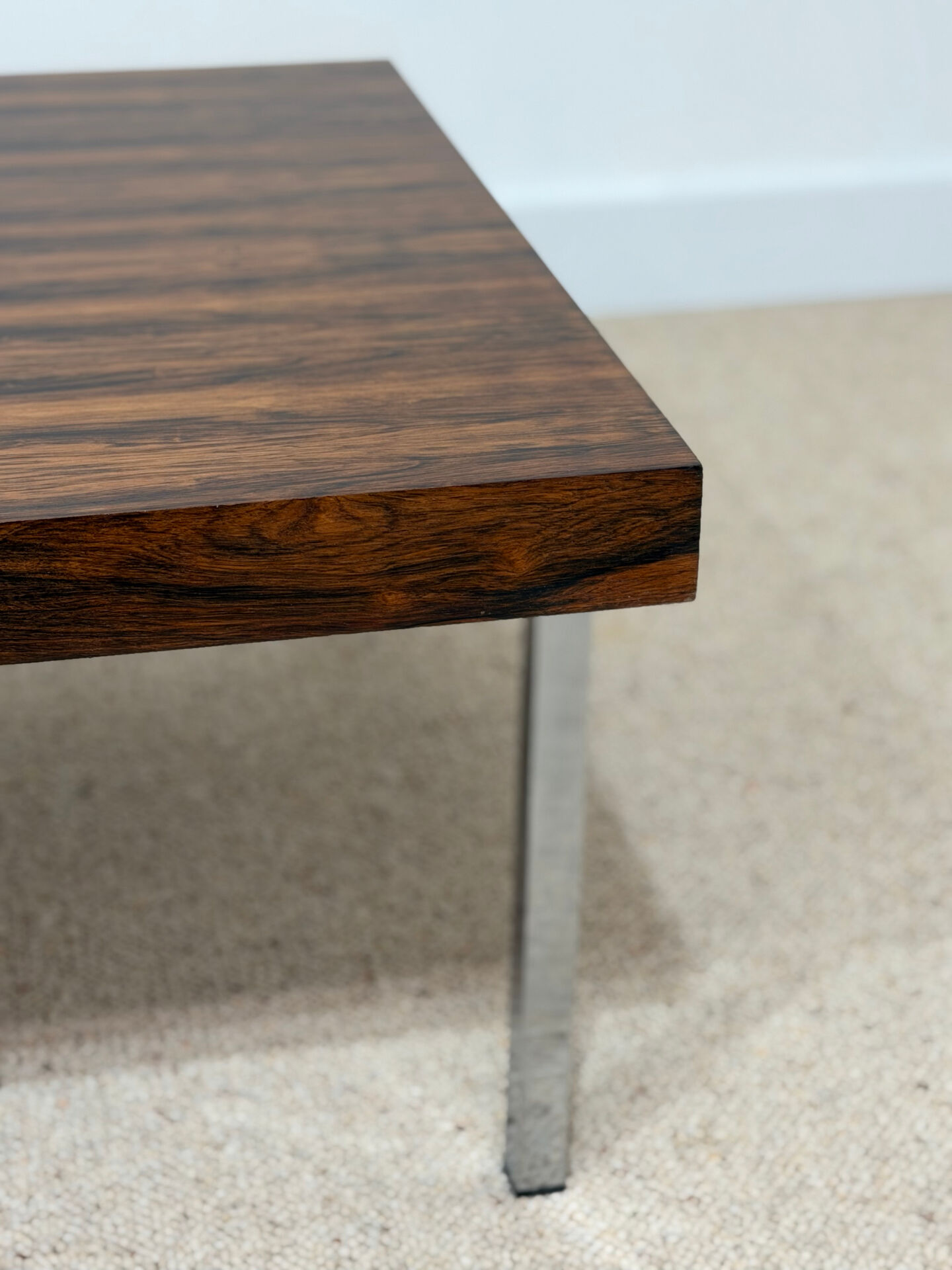 Vintage coffee table in rosewood and chrome steel – 1970s