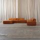 Paione modular sofa in brown leather, Claudio Salocchi, 1960s