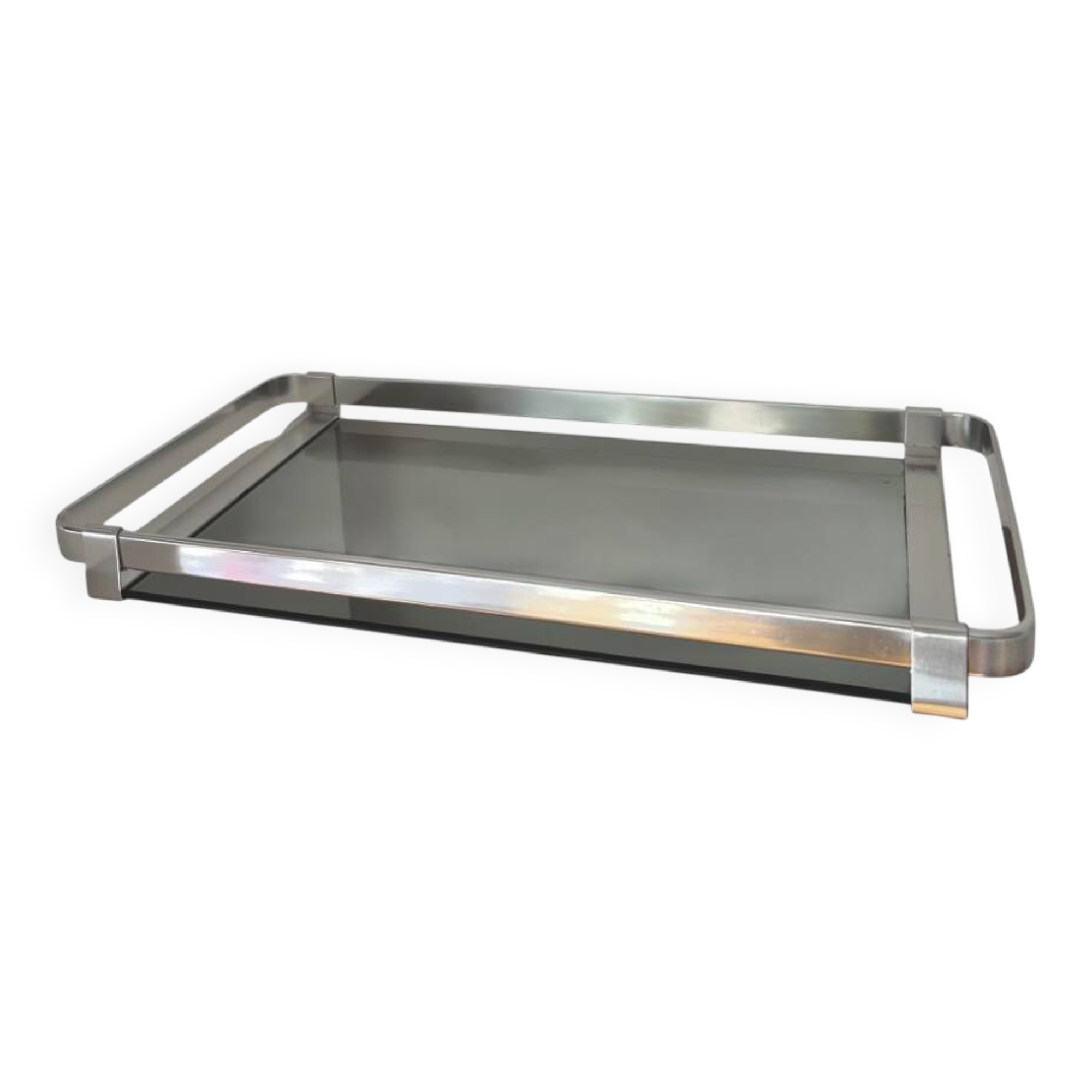 Smoked glass plateau MB Italy 1970