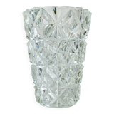 Small vintage glass vase with geometric pattern