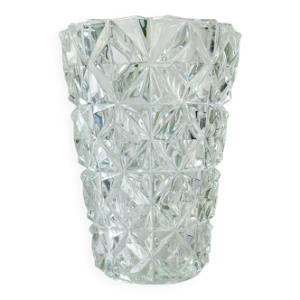 Petit Vase vintage en verre motif géométrique