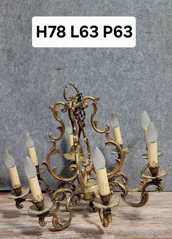 Large Louis XV style chandelier in gilded bronze circa 1950