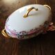Soupière légumier porcelaine limoges roses dorure
