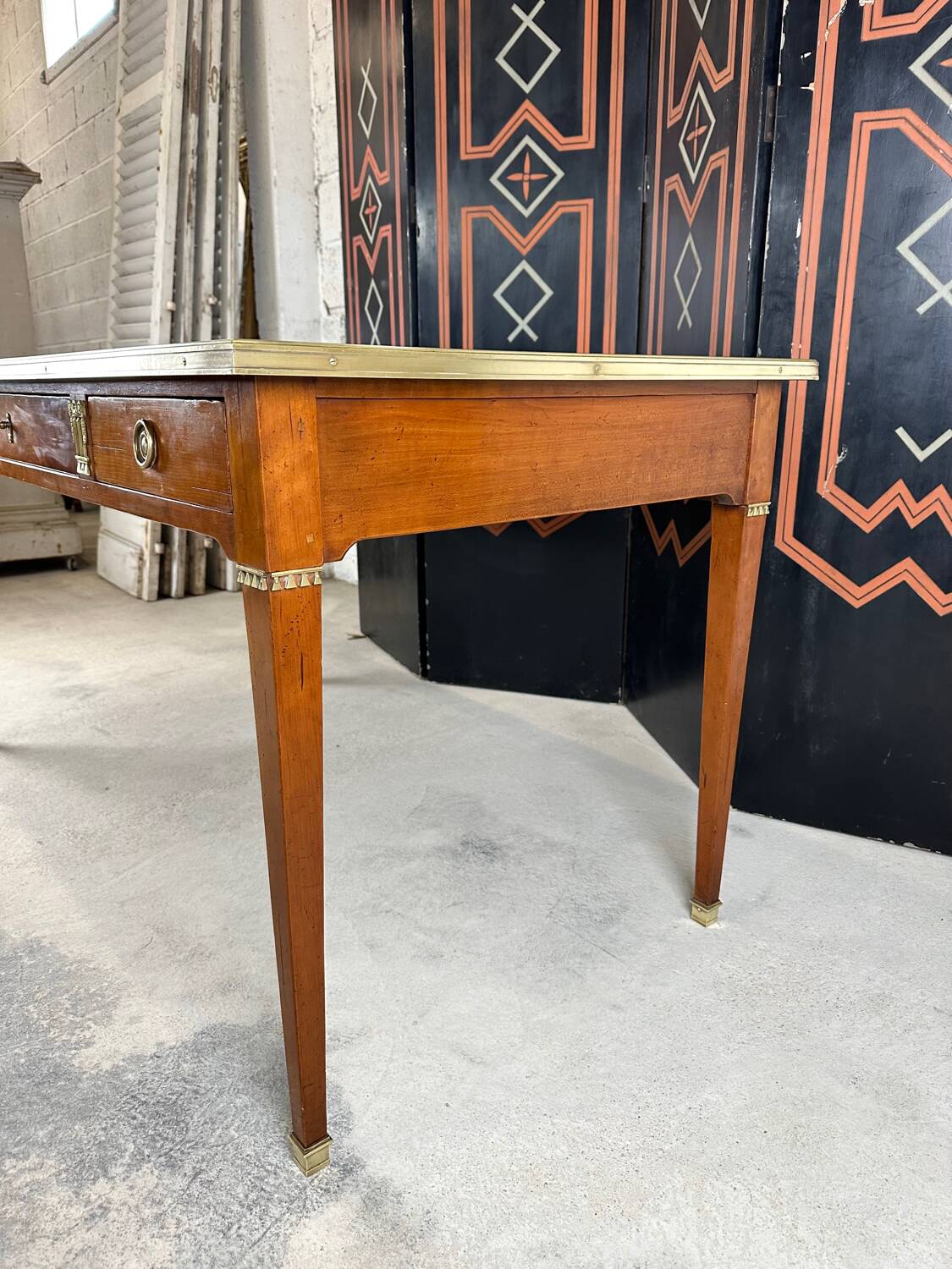Directoire style flat desk in cherry wood