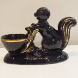 Black and gold ceramic squirrel pot cache from the 50s