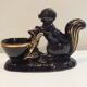 Black and gold ceramic squirrel pot cache from the 50s