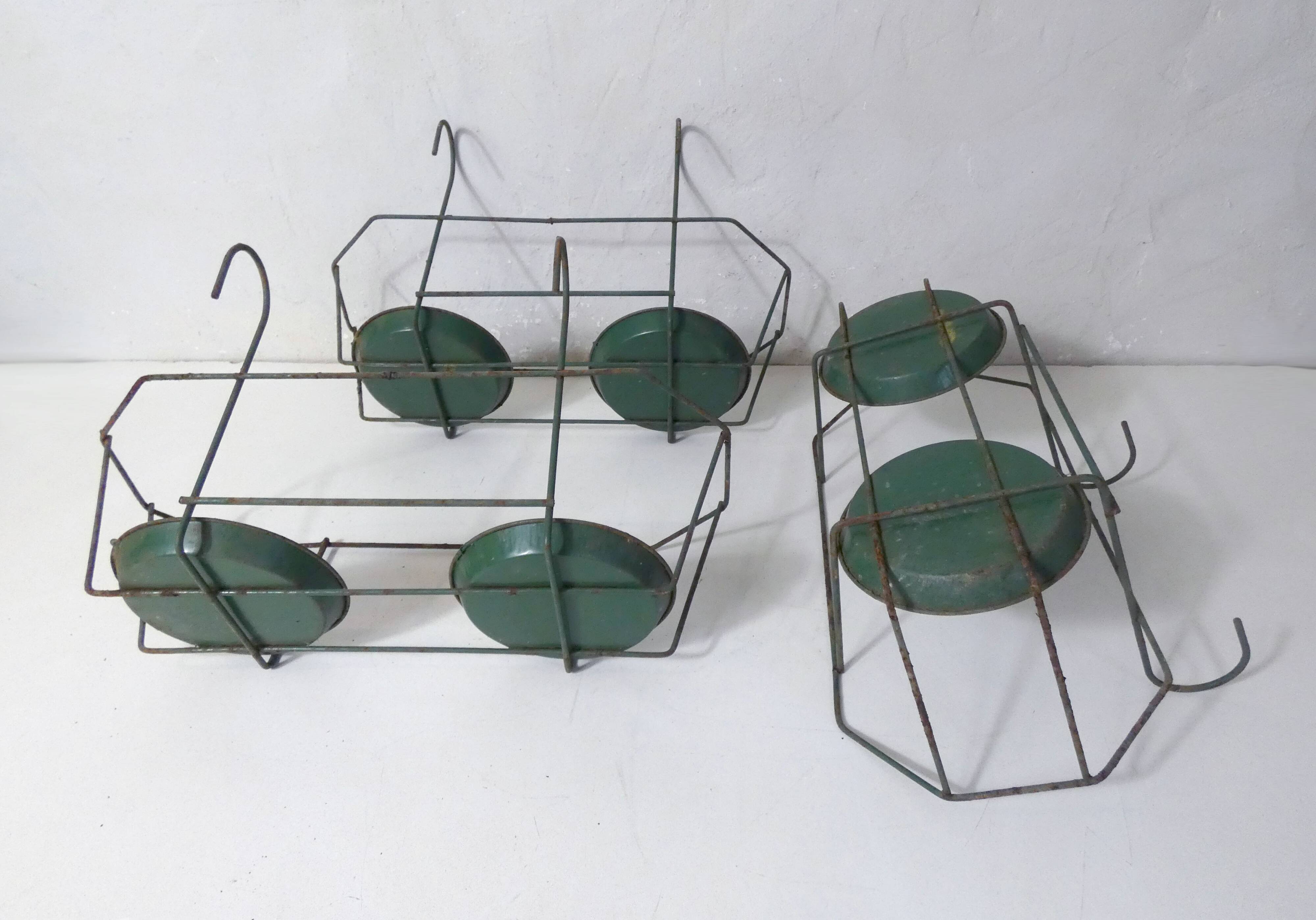 Set of vintage wire metal planters