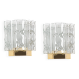 Pair of Brass and Murano Glass Wall Sconces by Doria, Germany, 1960s