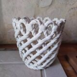 Woven earthenware flowerpot