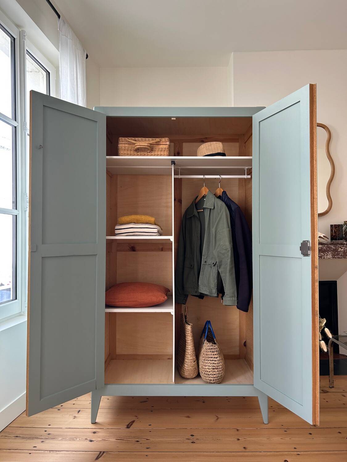 Parisian wardrobe in painted wood