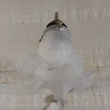 Swan neck wall light in brass, porcelain and glass - mid 20th century