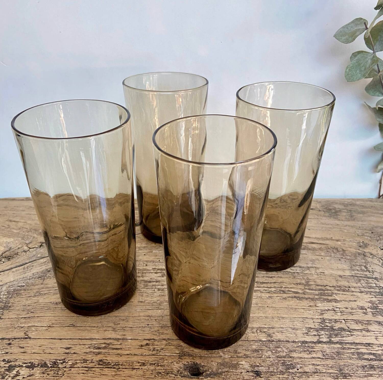 4 twisted smoked glasses