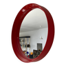 Miroir rond en plastique rouge, années 70
