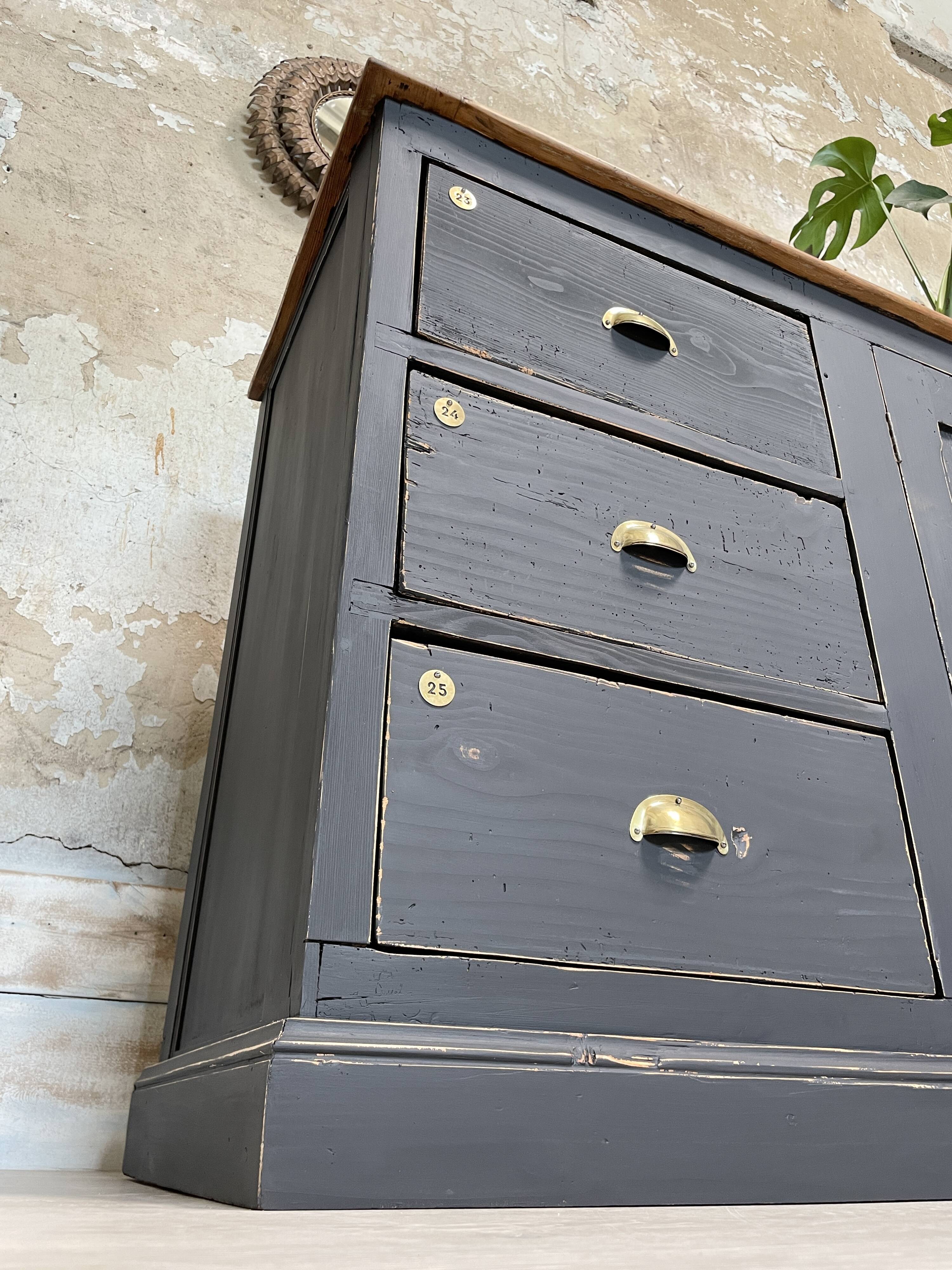 Craft furniture in patinated fir, circa 1950.