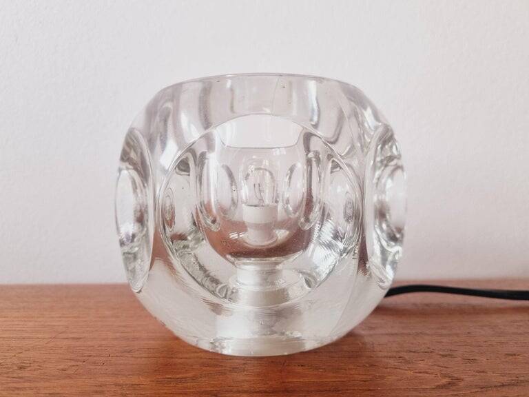 Midcentury Table Lamp Peill & Putzler Ice Cube Glass, Germany, 1970s