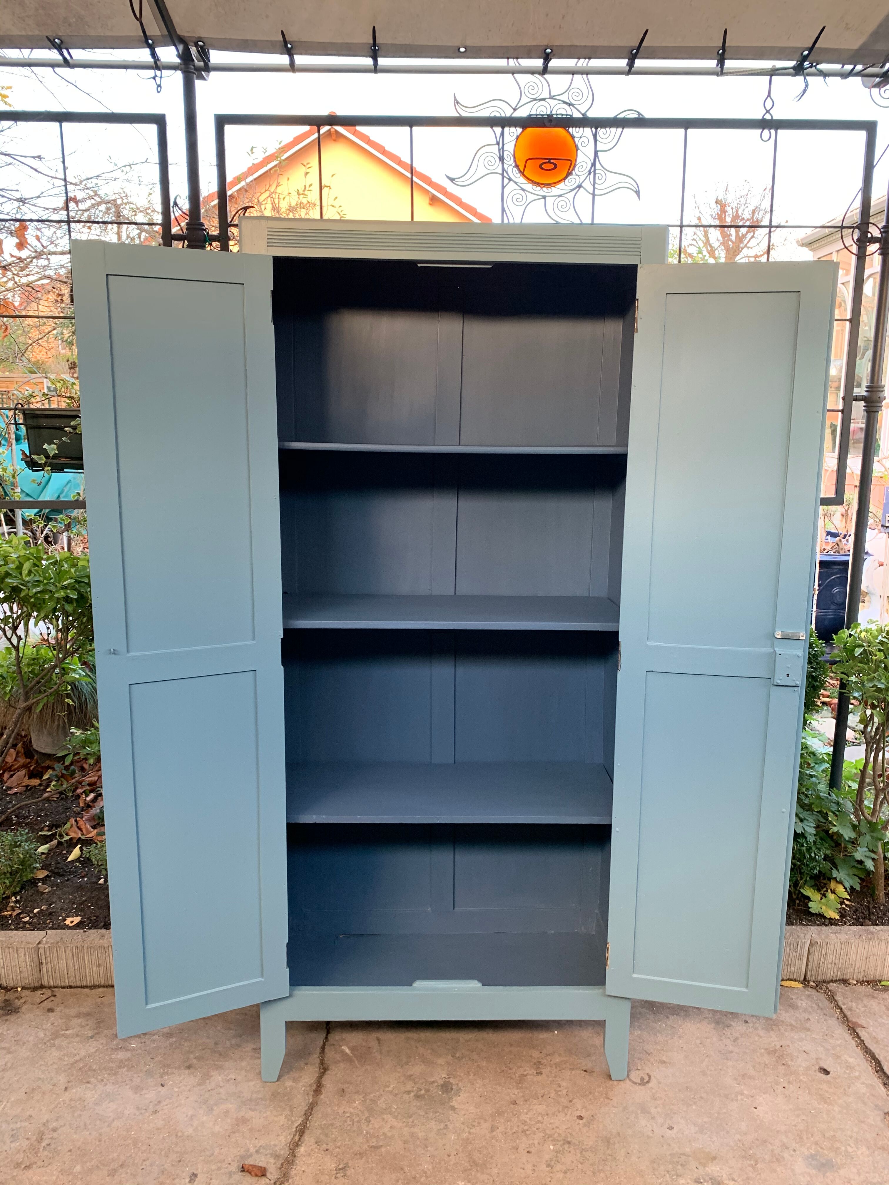 Blue grey parisian wardrobe