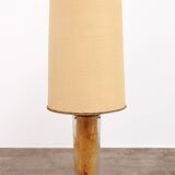 Brutalist Table Lamp Marble & Glass, Vintage 1980