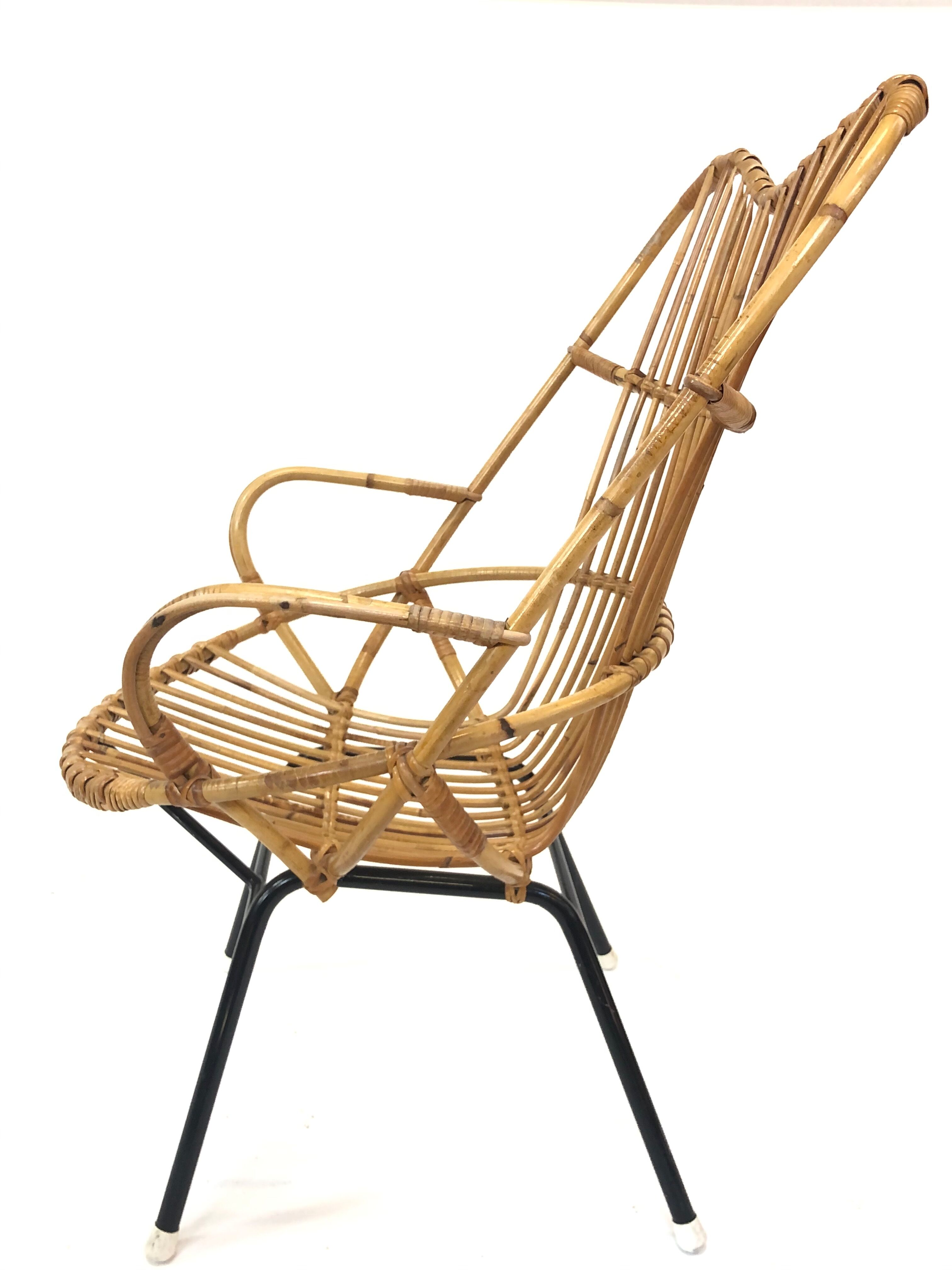 Rohe Noordwolde rattan chair, 1960, Netherlands XL siz