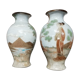 Pair of vases signed Losson in Sandstone decoration Japonisant