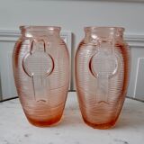 Duo of pink art deco vases