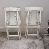 Lot of 4 folding chairs in shabby wood