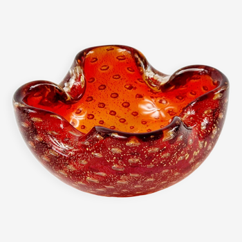 Murano Glass Bowl or Ashtray With Gold Dust & Air Bubbles from Barovier & Toso, Italy, 1960s