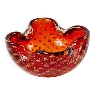 Murano Glass Bowl or Ashtray With Gold Dust & Air Bubbles from Barovier & Toso, Italy, 1960s