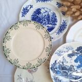 Vintage blue pink green dinner plates