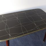 Folding table with black and gold painted glass, 1950