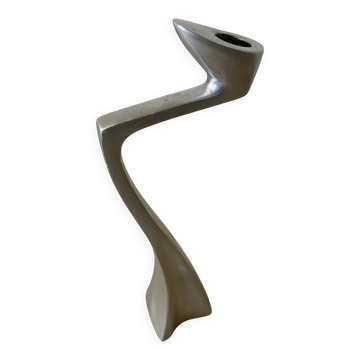 Swan candlestick by Matthew Hilton, solid aluminium, England, 1980s