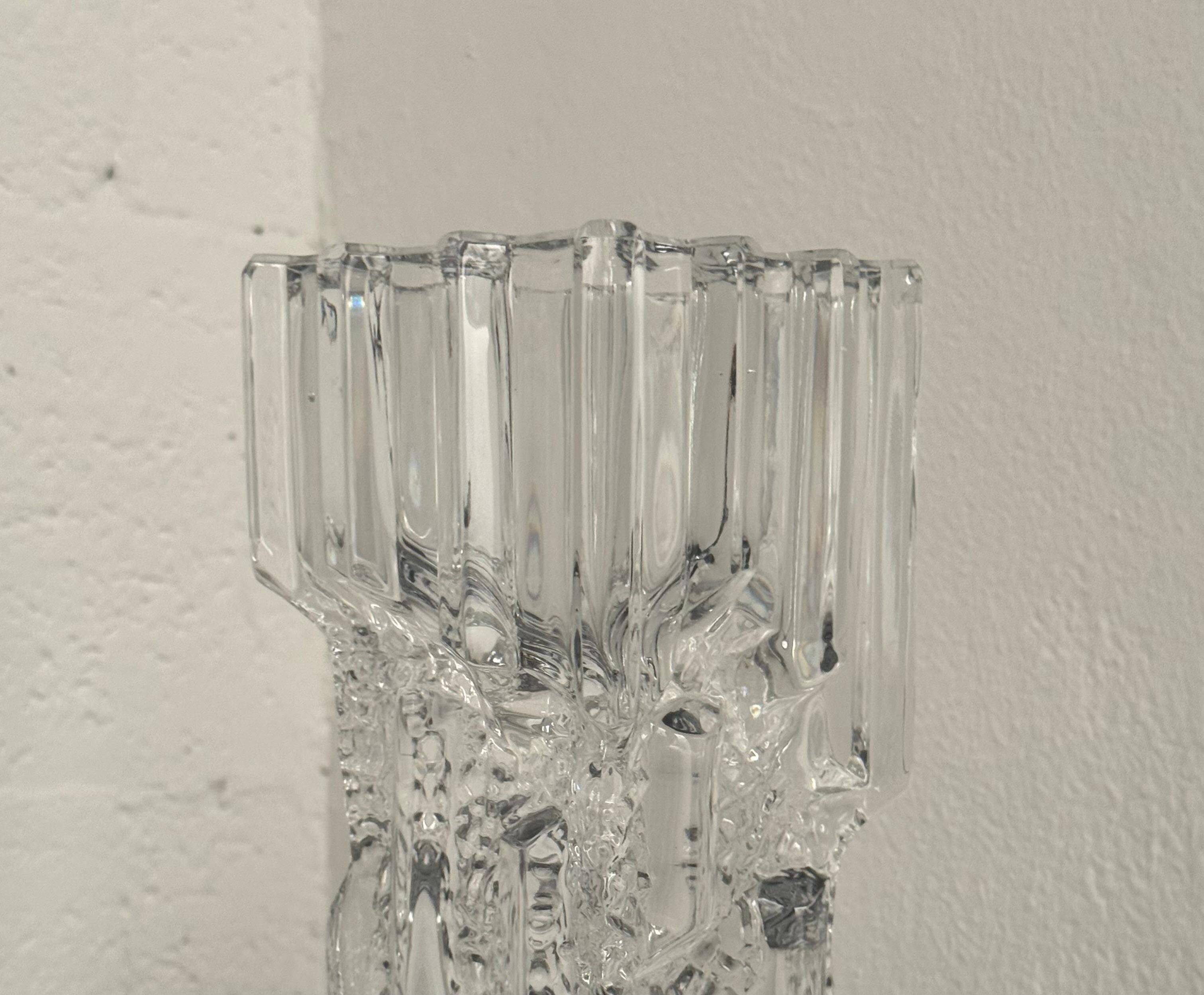 Big collectible vase with ice cube effect in glass from Limburg 1970