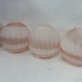Lot of 4 globes vintage glass opaline 1960 pink